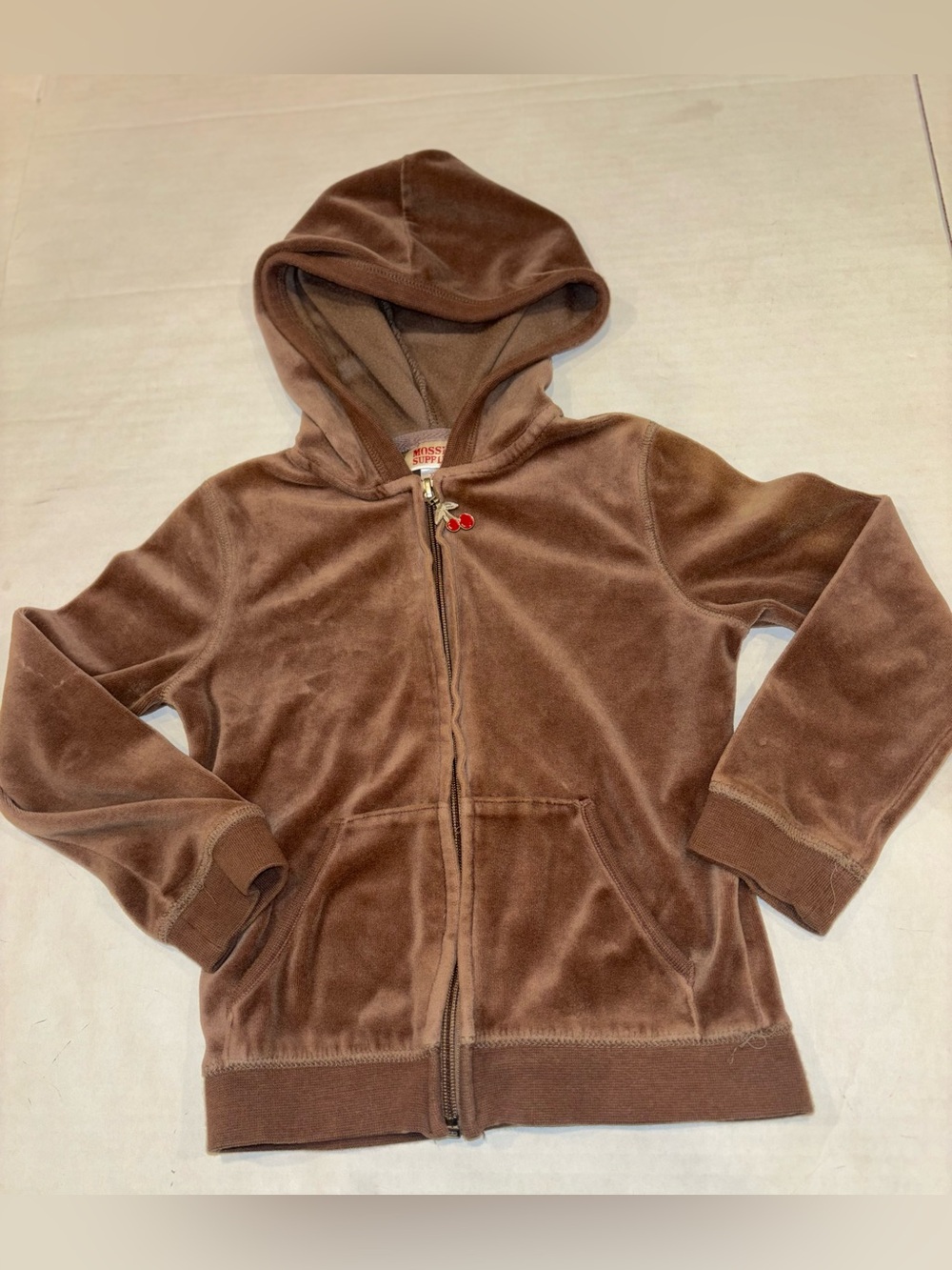 Mossimo Supply Co. Girls Brown Velour Zip Hoodie